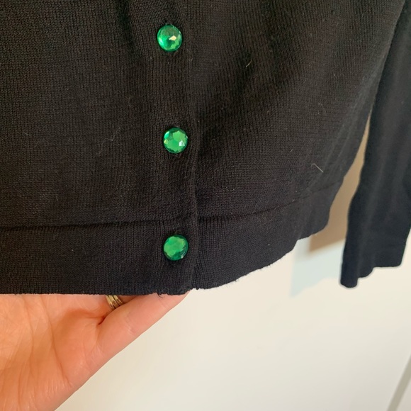 Sourpuss Black Button Front Cardigan Skulls Size Small Halloween Green Button - Picture 6 of 7